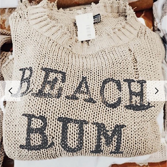Wooden Ships Beach Bum NWT khaki loose knit boho chic summer sweater size X/L 🌞 - Picture 2 of 9